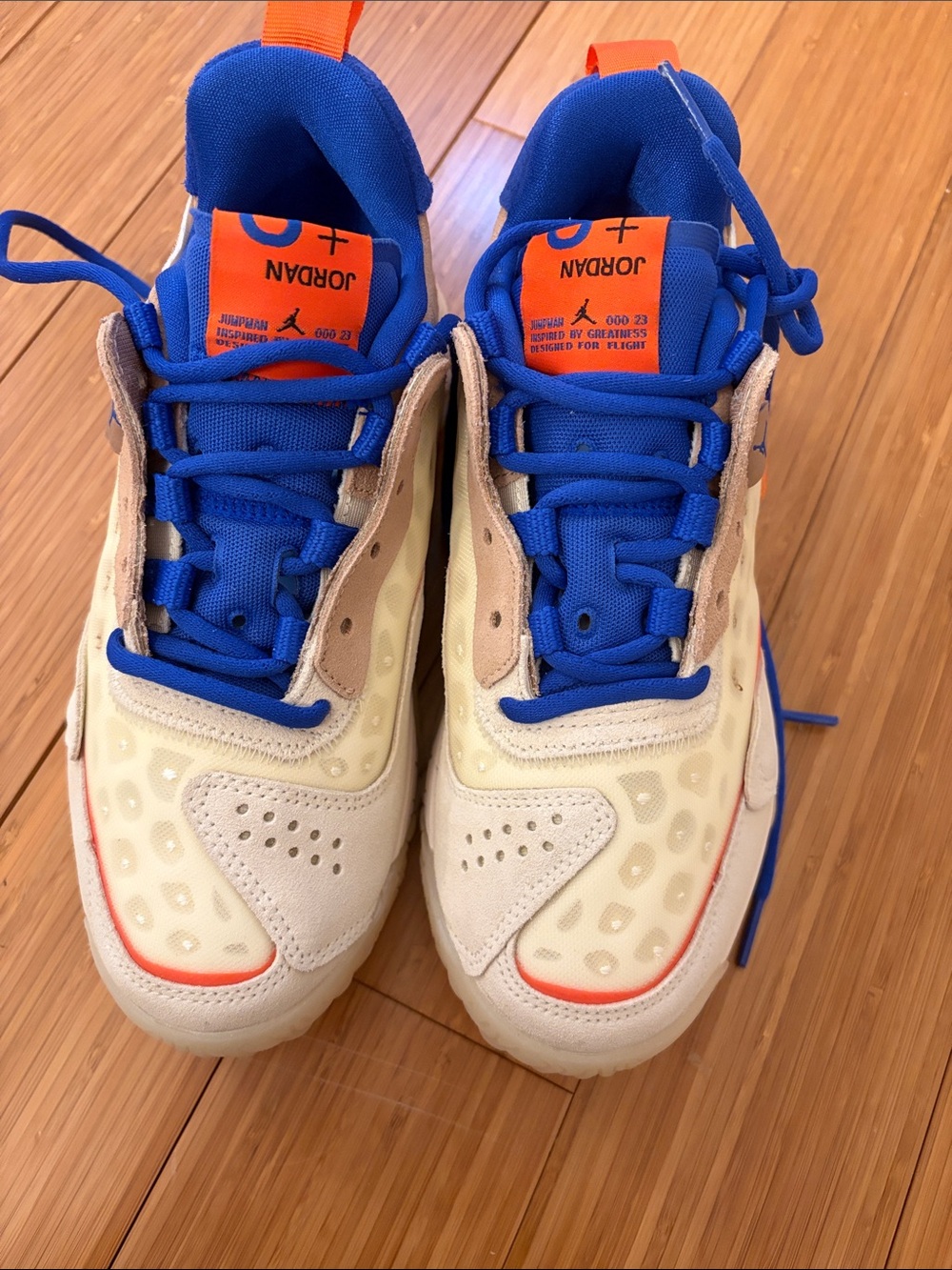 Jordan Blue, Cream & Orange Low-Top Sneakers